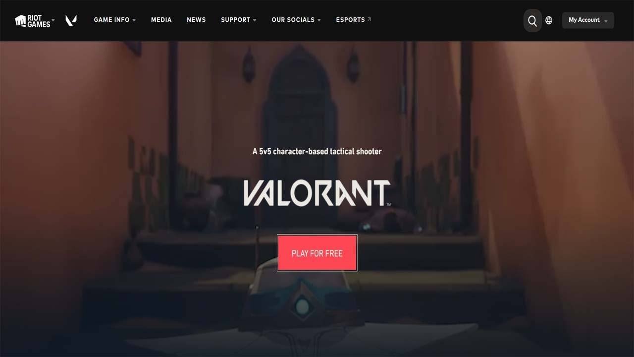 Valorant download button on official website – how to download Valorant for free on PC